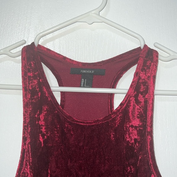 RUBY RED VELOUR DRESS, FOREVER 21, SIZE S - Picture 3 of 4